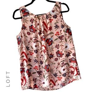 LOFT | NWOT SLEEVELESS FLORAL PLEATED TOP | SIZE: MEDIUM/PETITE